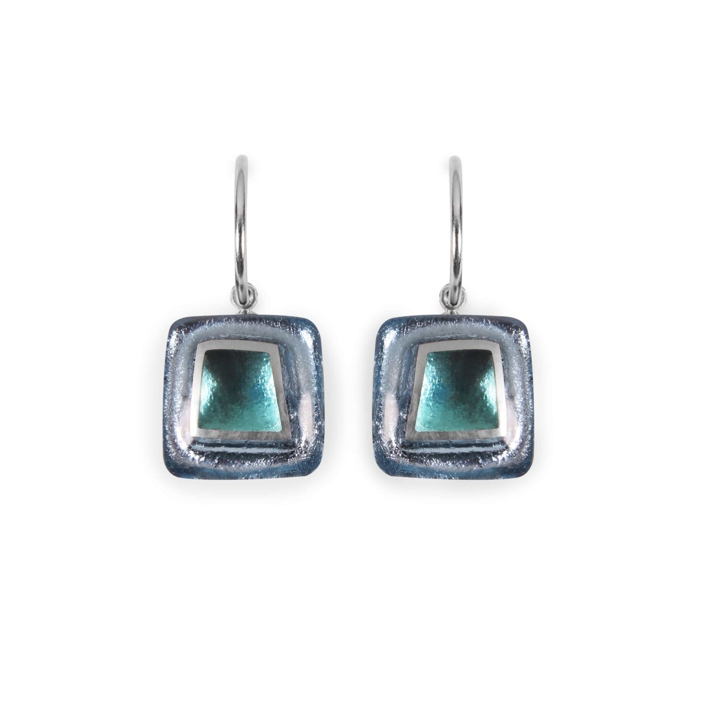 Arctic Irregular Squares Shiny Creole Earrings | The Jewellery Stop