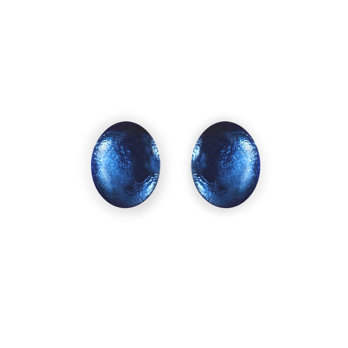 Blue Oval Echo Shiny Stud Earrings | The Jewellery Stop