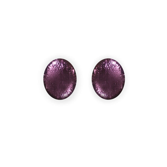 Purple Oval Echo Shiny Stud Earrings | The Jewellery Stop