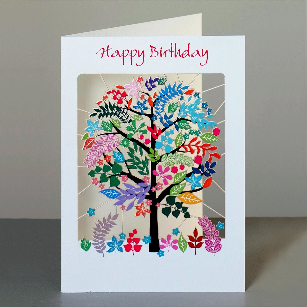 Happy Birthday multi - coloured Tree Greeting Card | The Jewellery Stop