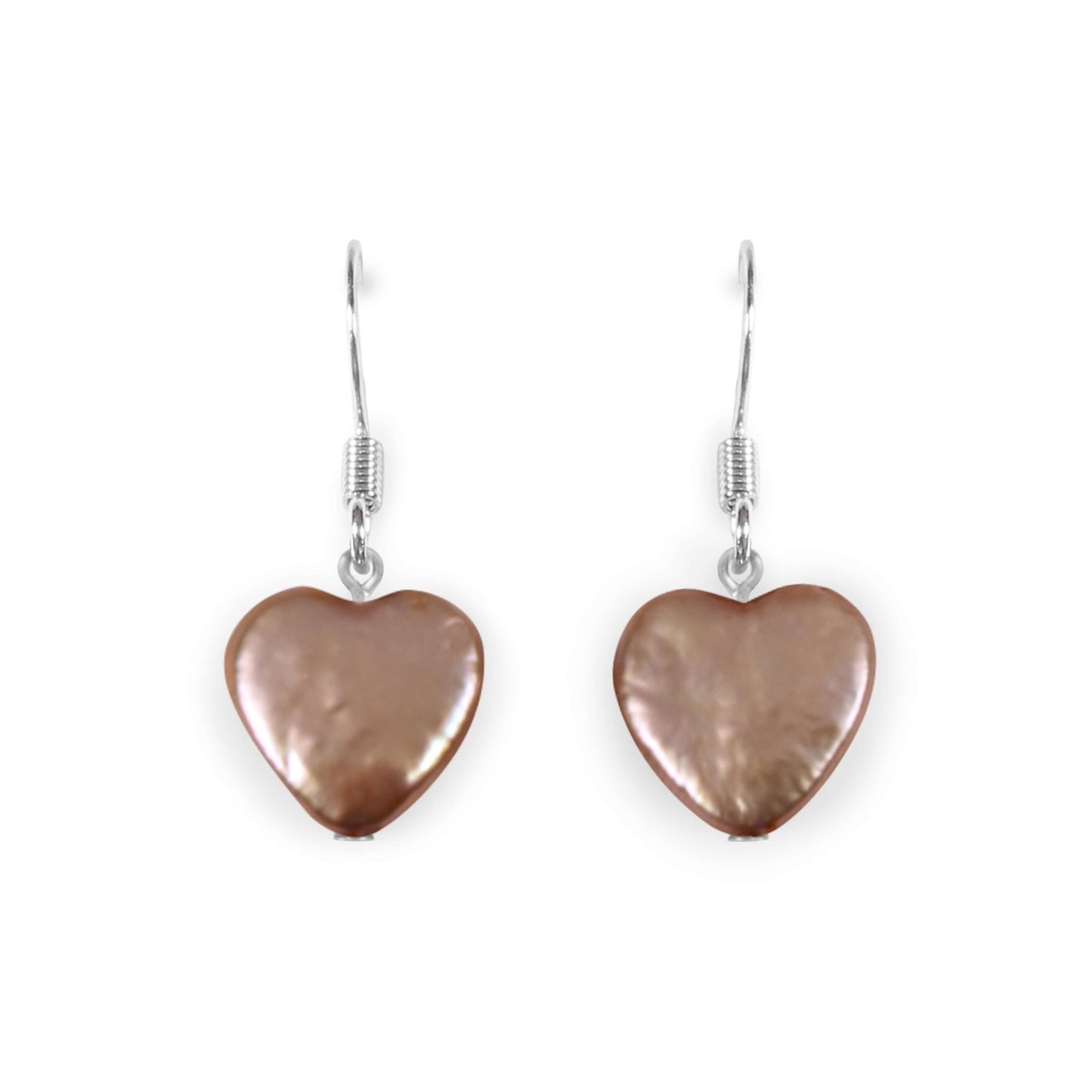 Champagne Freshwater Pearl Heart Fish Hook Earrings | The Jewellery Stop