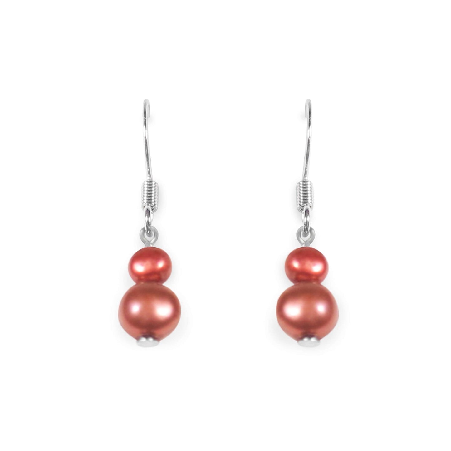 Copper Freshwater Pearl Double Nugget Fish Hook Earrings | The Jewellery Stop