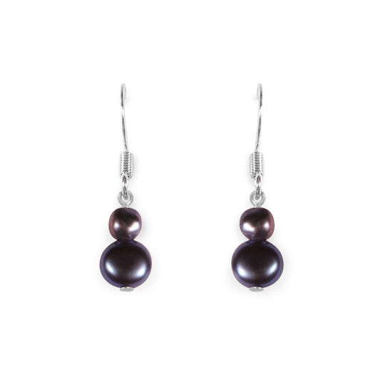 Peacock Freshwater Pearl Double Nugget Fish Hook Earrings | The Jewellery Stop