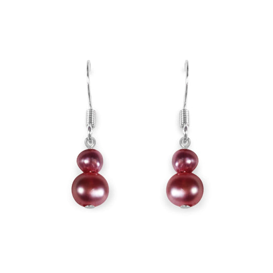 Rose Freshwater Pearl Double Nugget Fish Hook Earrings | The Jewellery Stop