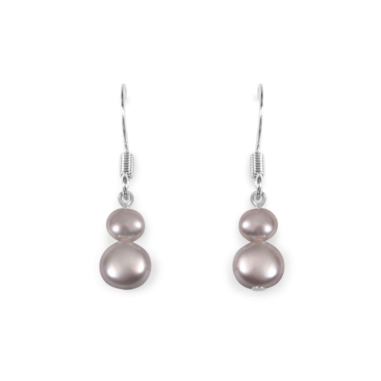 Silver Freshwater Pearl Double Nugget Fish Hook Earrings | The Jewellery Stop