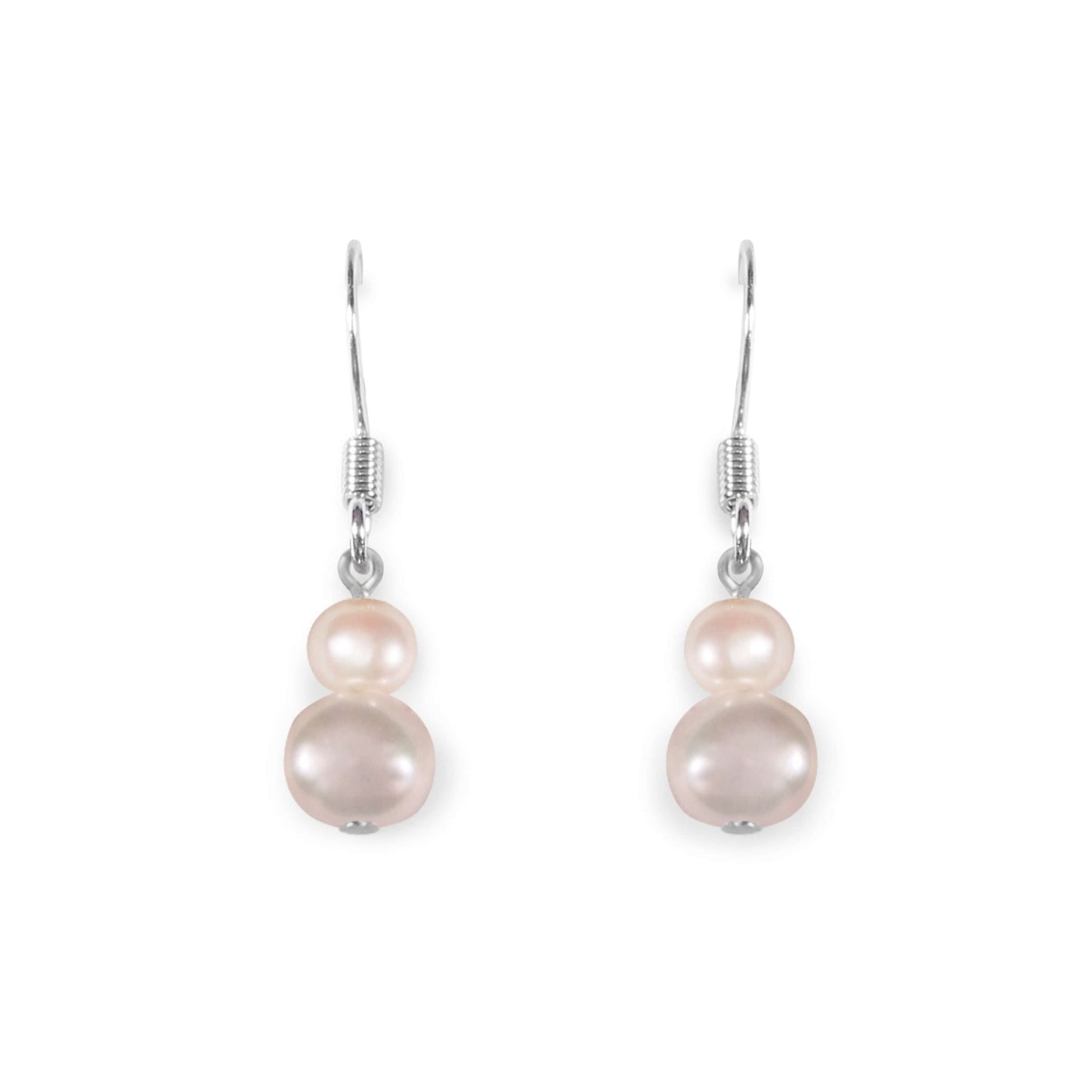 White Freshwater Pearl Double Nugget Fish Hook Earrings | The Jewellery Stop