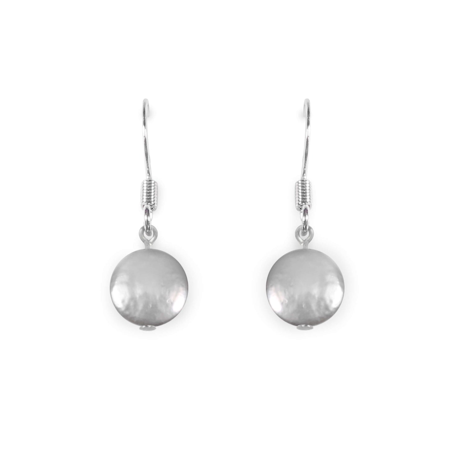 Silver Freshwater Coin Pearl Fish Hook Earrings | The Jewellery Stop