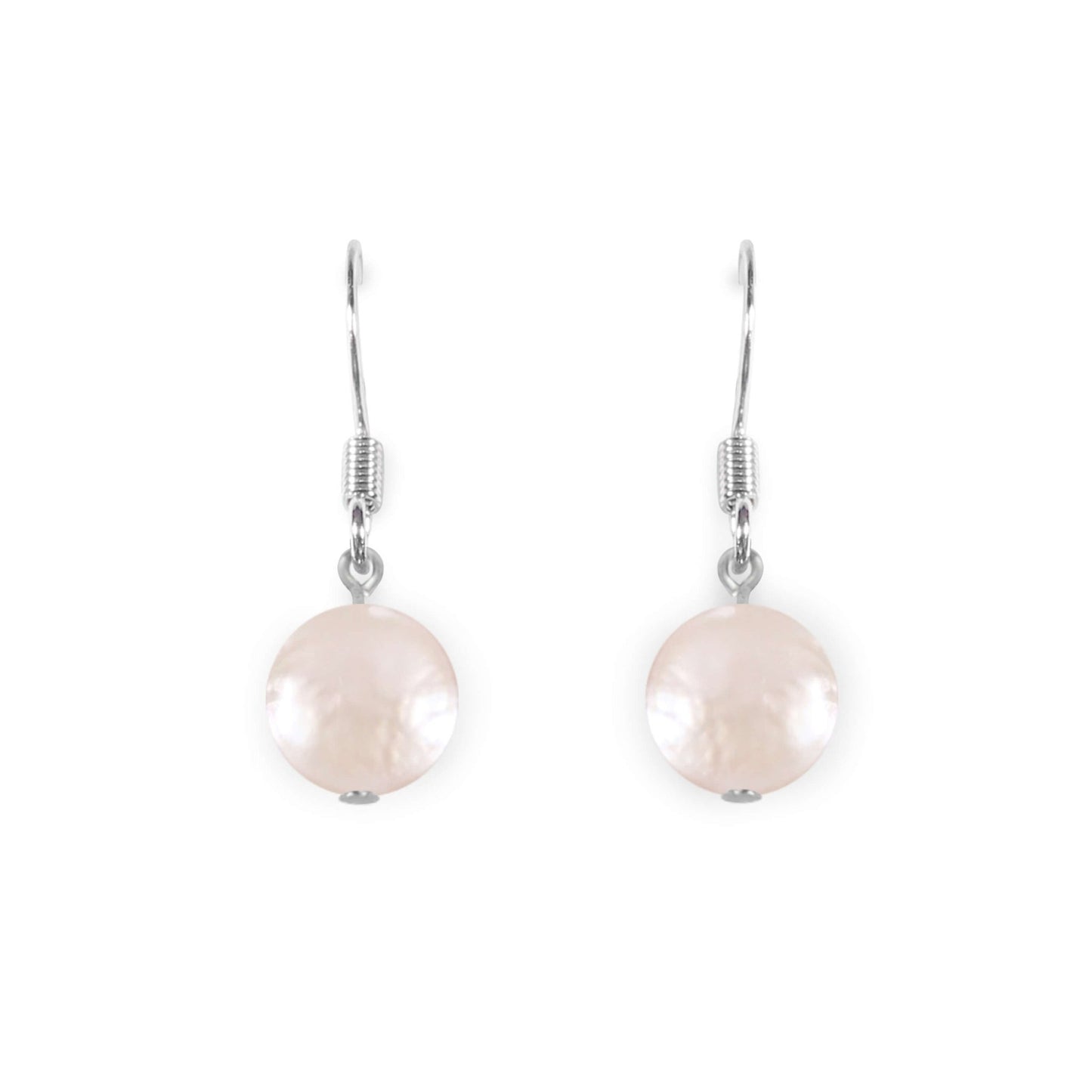White Freshwater Coin Pearl Fish Hook Earrings | The Jewellery Stop