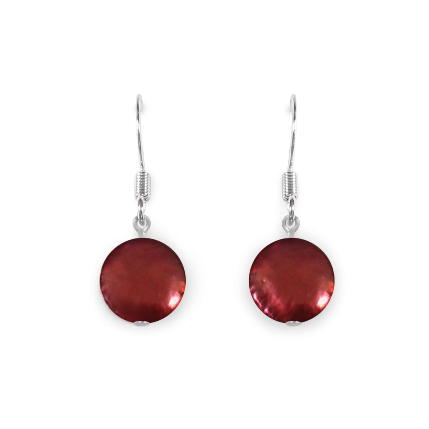 Copper Large Freshwater Coin Pearl Fish Hook Earrings | The Jewellery Stop