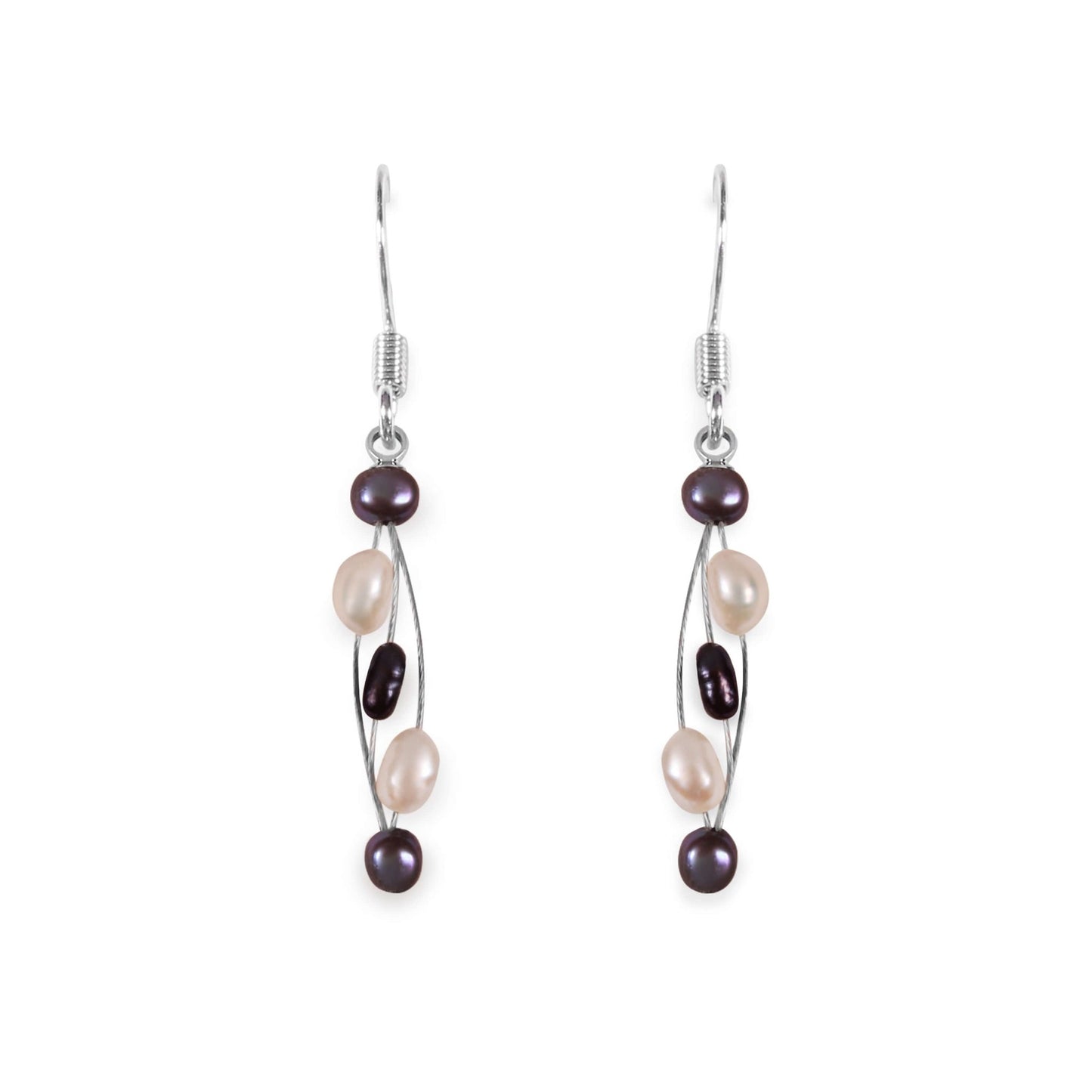 Mix Freshwater Pearl Floating Fish Hook Earrings | The Jewellery Stop