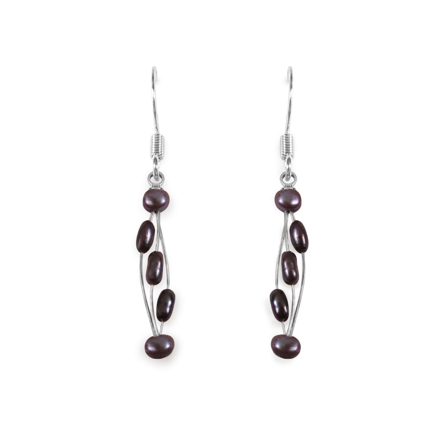 Peacock Freshwater Pearl Floating Fish Hook Earrings | The Jewellery Stop