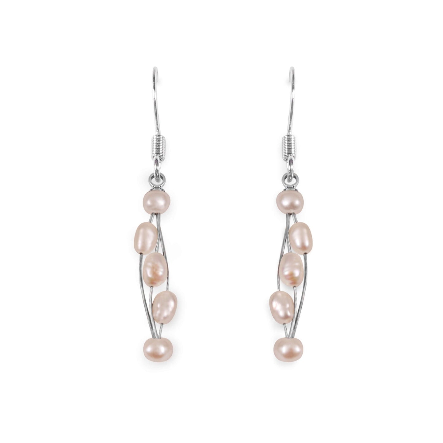 White Freshwater Pearl Floating Fish Hook Earrings | The Jewellery Stop