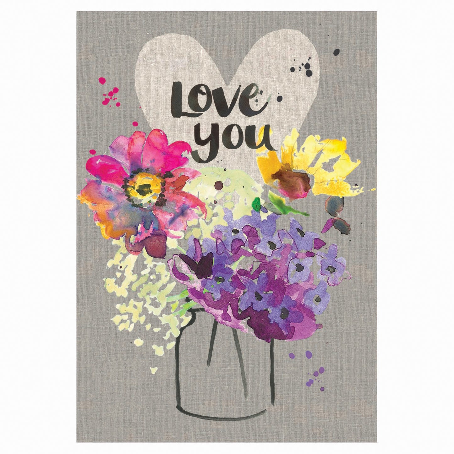 Love You Splashy Ink Florals Greeting Card | The Jewellery Stop