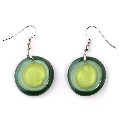 Green Resin Pebble Classic Fish Hook Earrings | The Jewellery Stop