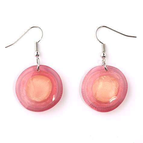 Strawberry Resin Pebble Classic Fish Hook Earrings | The Jewellery Stop