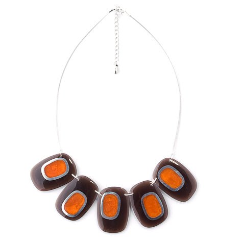 Orange Retro Oblong Necklace | The Jewellery Stop