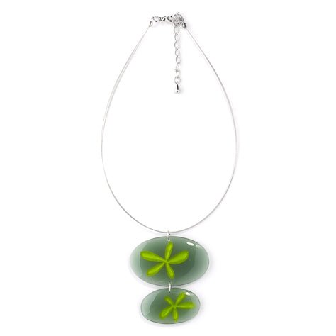 Green Rice Flower Double Drop Pendant on Wire | The Jewellery Stop