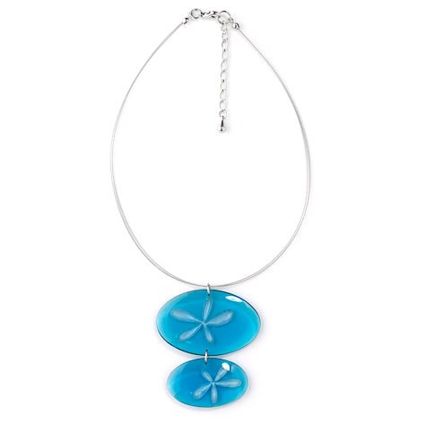 Turquoise Rice Flower Double Drop Pendant on Wire | The Jewellery Stop