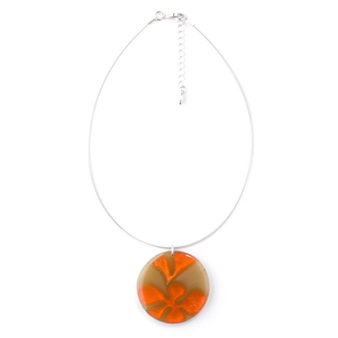 Orange Abstract Flower Pendant
