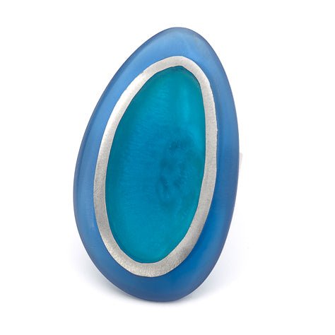 Turquoise Two Tone Organic Matte Ring | The Jewellery Stop