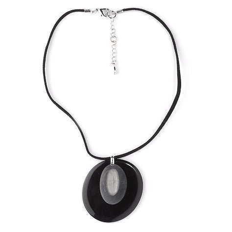 Black Pebble Eye Reversible Oval Pendant | The Jewellery Stop