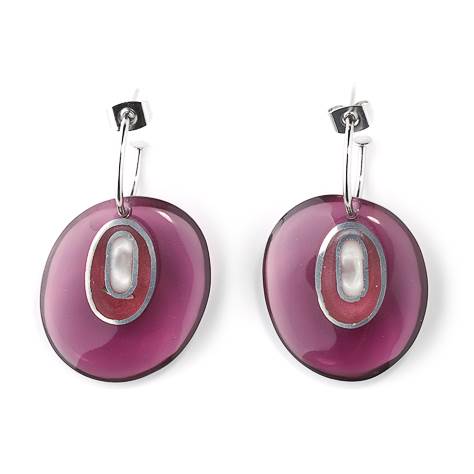 Pink Pebble Eye Reversible Oval Creole Earrings | The Jewellery Stop