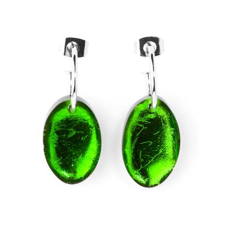 Green Classic Ovals Creole Earrings | The Jewellery Stop