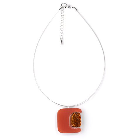 Orange Swivel Rectangle Pendant | The Jewellery Stop