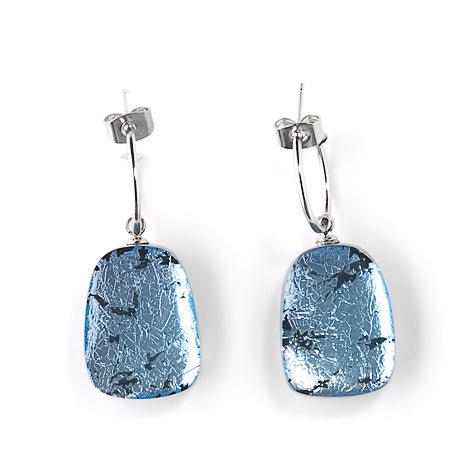 Blue Swivel Rectangle Creole Earrings | The Jewellery Stop