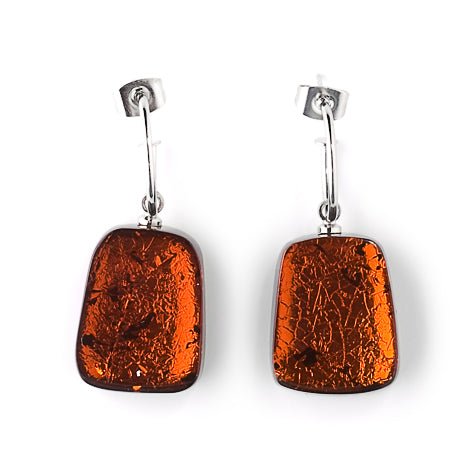 Orange Swivel Rectangle Creole Earrings | The Jewellery Stop