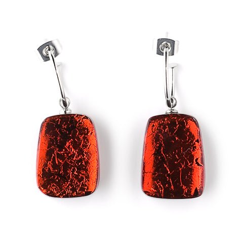 Red Swivel Rectangle Creole Earrings | The Jewellery Stop