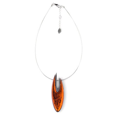 Amber Pewter Curve Pendant | The Jewellery Stop