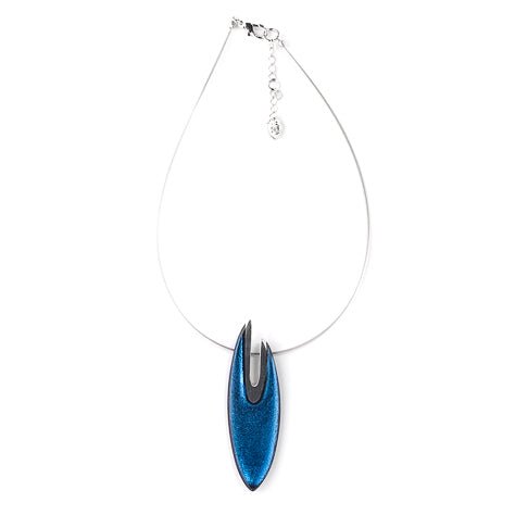 Navy Pewter Curve Pendant | The Jewellery Stop