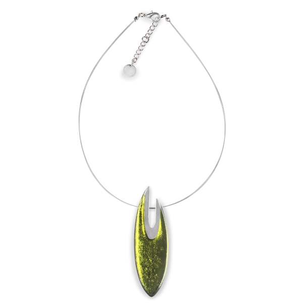 Olive Pewter Curve Pendant