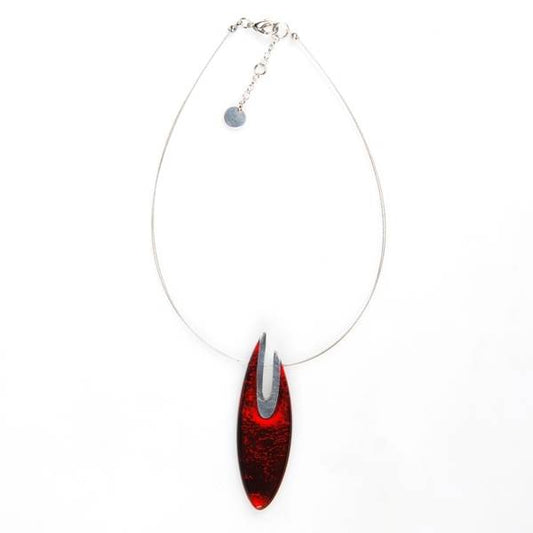 Red Pewter Curve Pendant | The Jewellery Stop