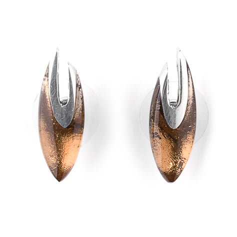 Brown Pewter Curve Stud Earrings | The Jewellery Stop