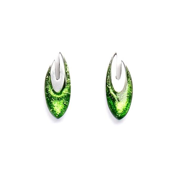 Green Pewter Curve Stud Earrings | The Jewellery Stop