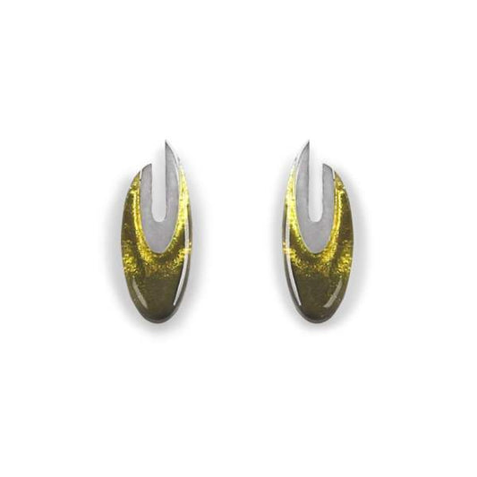 Olive Pewter Curve Stud Earrings | The Jewellery Stop