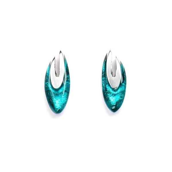 Teal Pewter Curve Stud Earrings | The Jewellery Stop