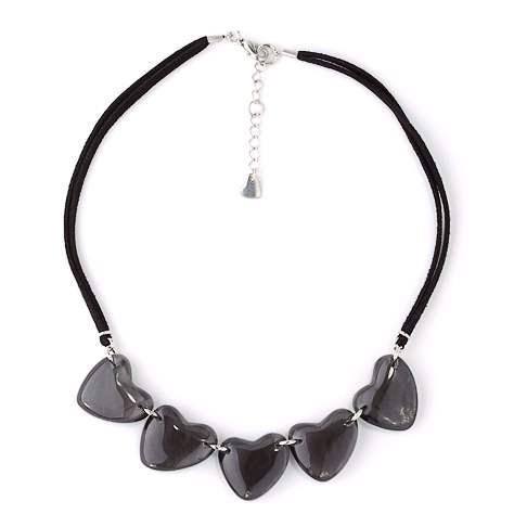 Black Love Heart Necklace on Cord | The Jewellery Stop
