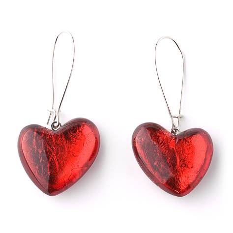 Red Love Heart Loop Earrings | The Jewellery Stop