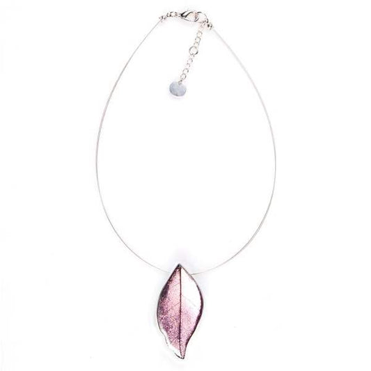 Pink Skeletal Leaf Large Pendant