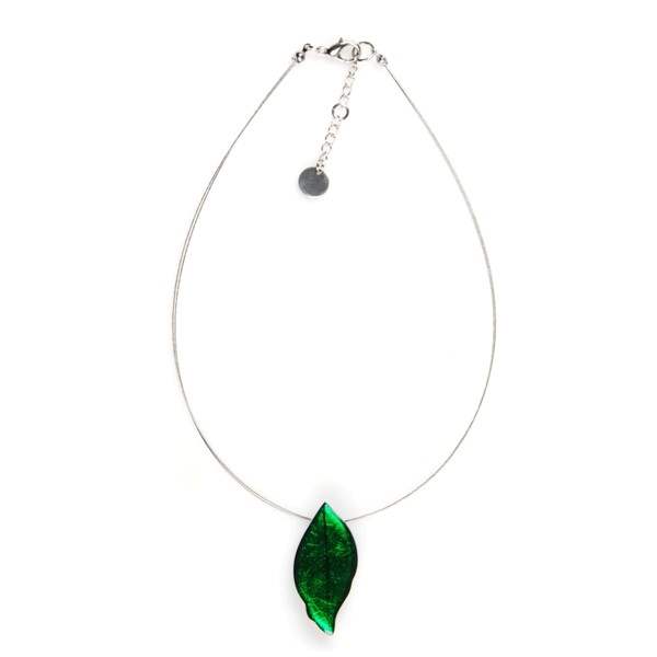 Green Skeletal Leaf Small Pendant | The Jewellery Stop