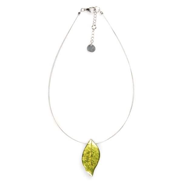 Lime Skeletal Leaf Small Pendant | The Jewellery Stop