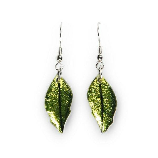Lime Skeletal Leaf Fish Hook Earrings | The Jewellery Stop