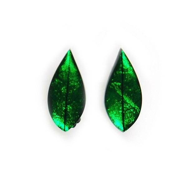 Green Skeletal Leaf Clip Earrings | The Jewellery Stop