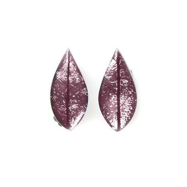 Pink Skeletal Leaf Clip Earrings | The Jewellery Stop