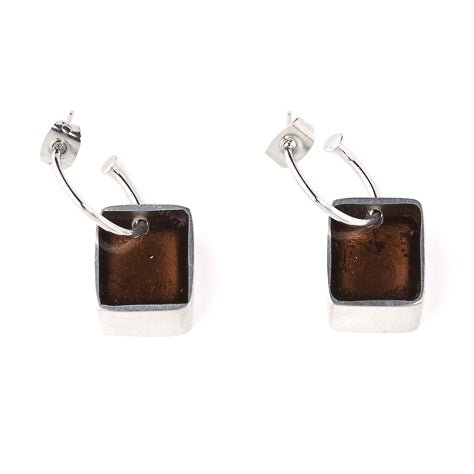 Brown Pewter Slice Creole Earrings | The Jewellery Stop