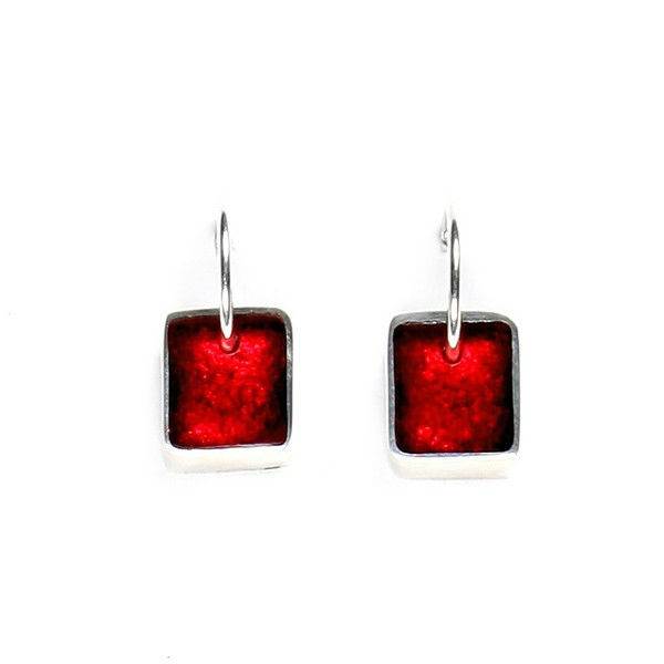 Red Pewter Slice Creole Earrings | The Jewellery Stop