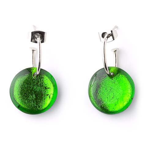 Green Classic Round Creole Earrings | The Jewellery Stop